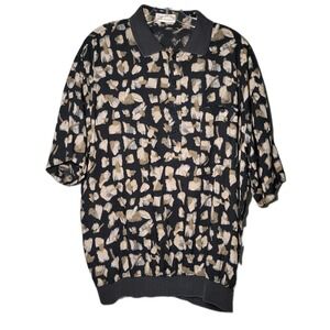 Vintage Norm Thompson Mens Large Polo Shirt Casual Colorful Abstract